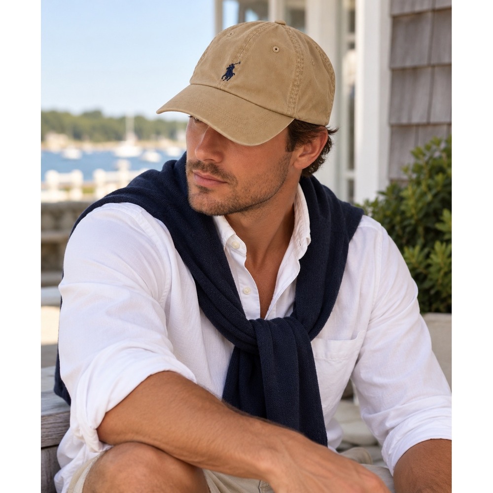 Polo Ralph Lauren Iconic Cotton Chino Ball Cap Khaki Tan Pony Logo Hat Mens OS